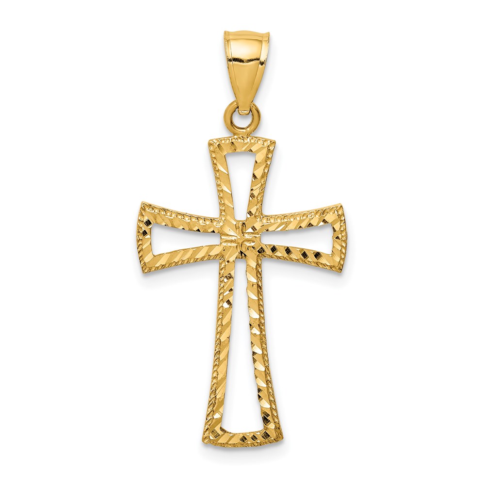 XR1704.jpg 14K Cut-out Diamond-cut Cross Pendant - Image 1