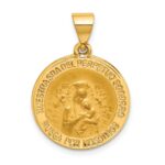 14K Polished and Satin Hollow Spanish Perpetuo Socorro Round Medal Pendant