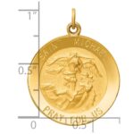14k Polished and Satin Solid St. Michael Medal Round Pendant - Image 4