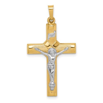 14k Two-tone Hollow Polished Center -X- Crucifix