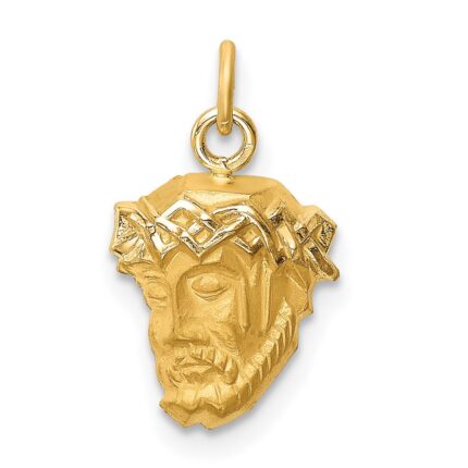 14k Hollow Polished and Satin Small Jesus Medal