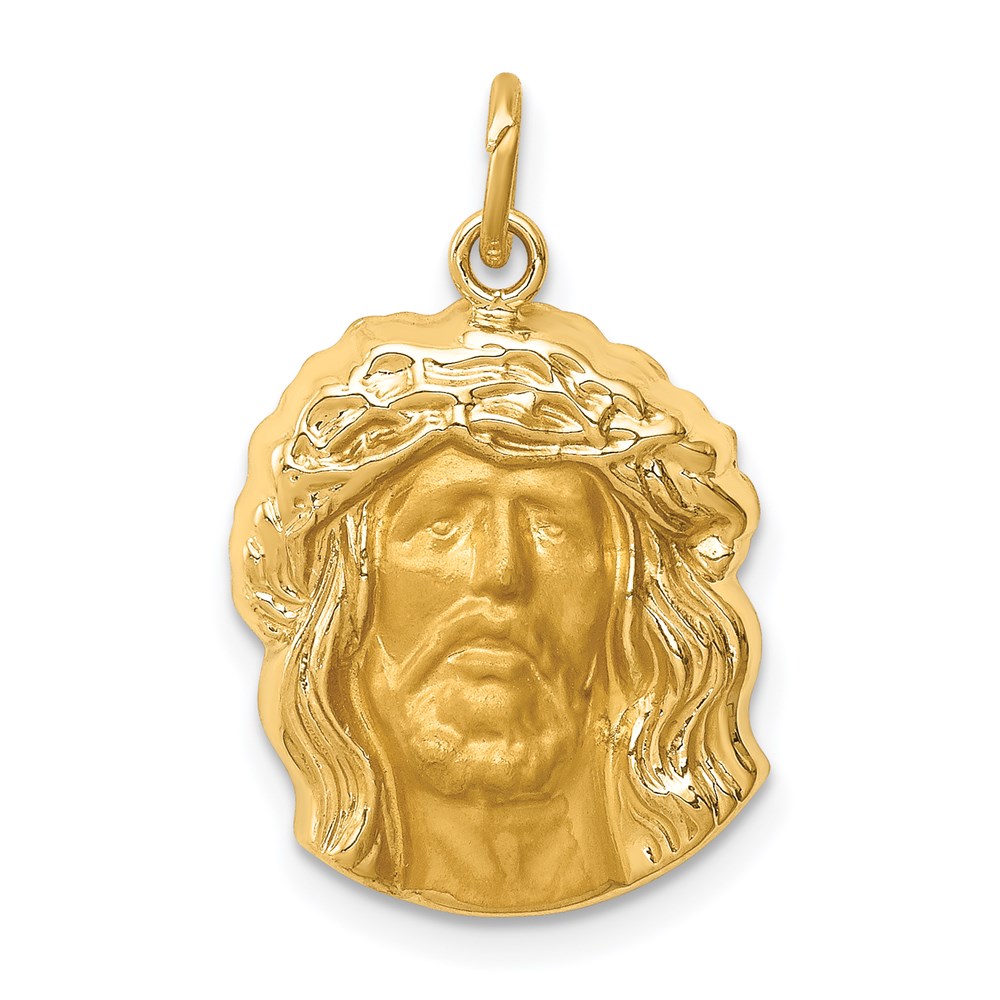 XR1738.jpg 14k Hollow Polished and Satin Medium Jesus Medal - Image 1