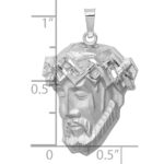 14k White Gold Hollow Polished and Satin Large Jesus Medal - Image 4