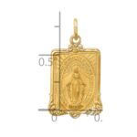 14k Polished and Satin Solid Miraculous Medal Rectangular Pendant - Image 4