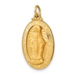 14k Polished and Satin Solid Medium Miraculous Medal Oval Pendant - Image 5