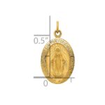 14k Polished and Satin Solid Small Miraculous Medal Oval Charm - Image 4