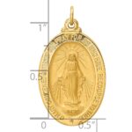 14k Polished and Satin Solid Miraculous Medal Oval Pendant - Image 4