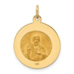 14K Polished and Satin Solid Queen Of The Holy Scapular Medal Reversible Round Pendant - Image 3
