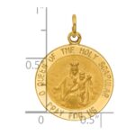 14K Polished and Satin Solid Queen Of The Holy Scapular Medal Reversible Round Pendant - Image 4