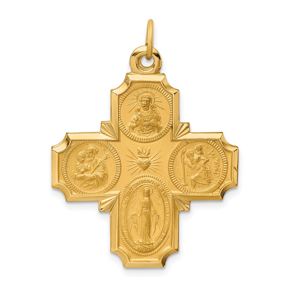 XR1780.jpg 14k Polished and Satin Solid Large 4-Way Medal Pendant - Image 1