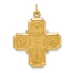 14k Polished and Satin Solid Medium 4-Way Medal Pendant