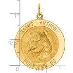 14k Polished and Satin Solid Large Round St. Anthony Medal Pendant - Image 3