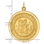 14k Polished and Satin Solid Medium Round Disc St. Christopher Medal Pendant - Image 4