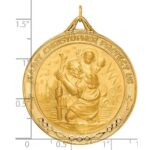 14k Polished and Satin Solid Extra Large St. Christopher Medal Round Pendant - Image 4