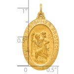 14k Polished and Satin Solid Medium St. Christopher Medal Oval Pendant - Image 3