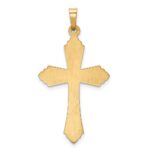 14k Hollow Polished Fleur de Lis Cross Pendant - Image 3