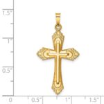 14k Hollow Polished Fleur de Lis Cross Pendant - Image 4