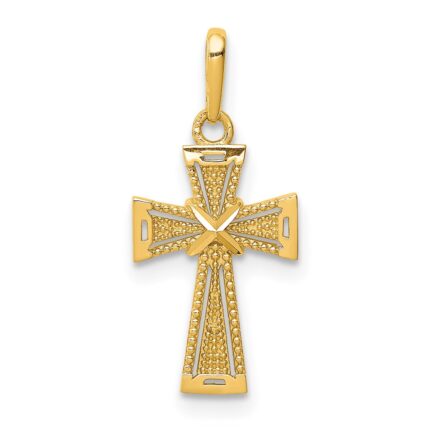 14K Diamond-cut -X- Center Cross Pendant
