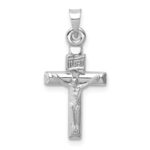14k White Gold Hollow Crucifix Pendant