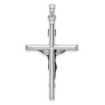 14k White Gold Hollow Crucifix Pendant - Image 4