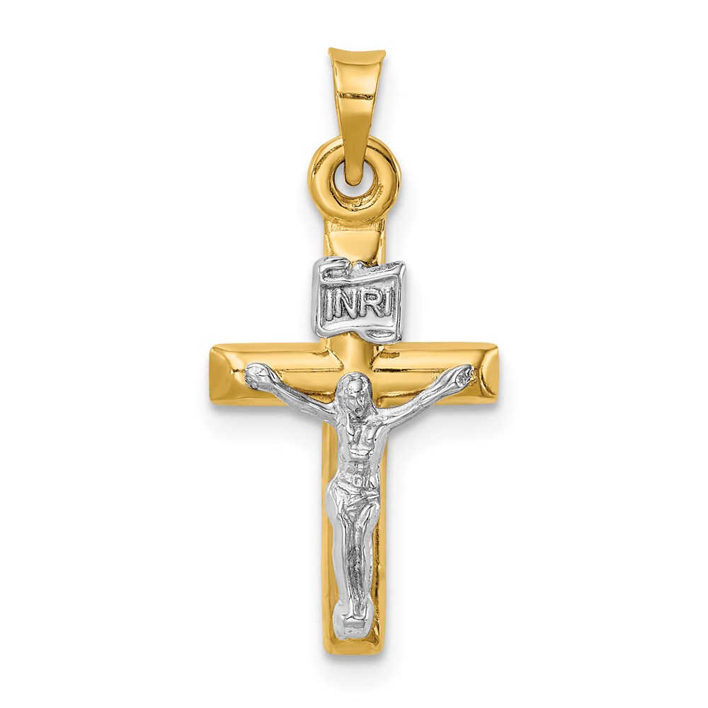XR1844.jpg 14k Two-tone Hollow Crucifix Pendant - Image 1