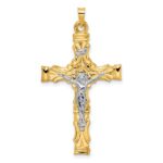 14k Two-tone Solid INRI Crucifix Pendant