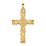 14k Polished Solid Fancy Design Cross Pendant