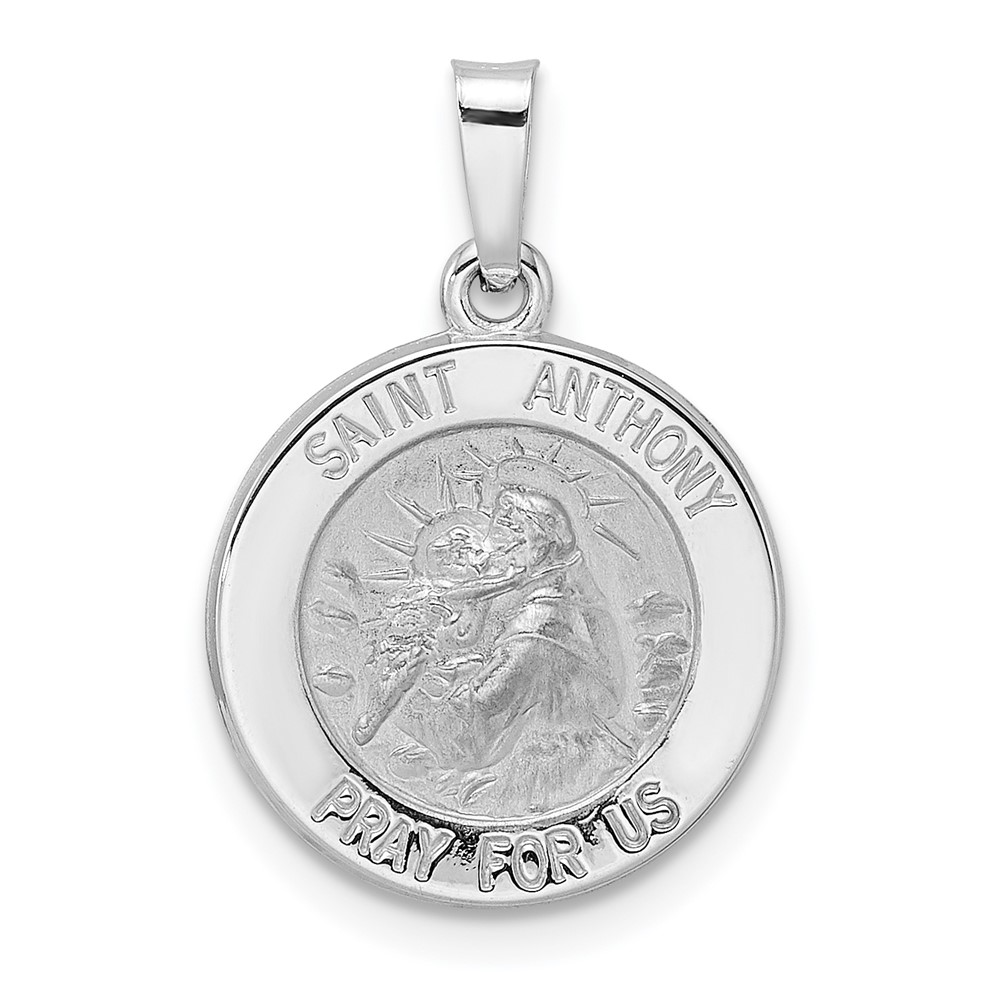 XR1917.jpg 14k White Gold Polished and Satin Hollow St Anthony Medal Pendant - Image 1