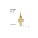 14k Polished Solid Tiny Heart Cross Pendant - Image 3