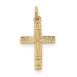 14k Polished and Textured Solid Cross Pendant