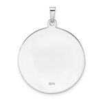 14k White Gold Polished and Satin Solid Saint Christopher Medal Round Pendant - Image 4