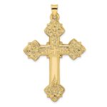 14k Polished Hollow Large Fancy Fleur de Lis Cross Pendant