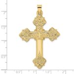 14k Polished Hollow Large Fancy Fleur de Lis Cross Pendant - Image 3