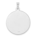 14k White Gold Polished and Satin Solid Saint Joseph Medal Round Pendant - Image 4