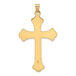 14k Polished and Textured Solid Large Fleur de Lis Cross Pendant - Image 4