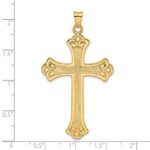 14k Polished and Textured Solid Large Fleur de Lis Cross Pendant - Image 3