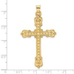 14k Polished Diamond Pattern Hollow Cross Pendant - Image 3
