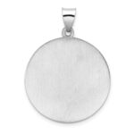14k White Gold Polished and Satin Hollow Large St. Michael Medal Round Pendant - Image 4