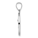 14k White Gold Polished and Satin Hollow St. Michael Medal Round Pendant - Image 2