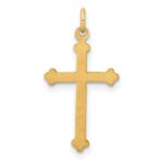 14k Polished and Textured Solid Diamond Shape Center Cross Pendant - Image 4