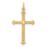 14k Polished and Textured Solid Diamond Shape Center Cross Pendant