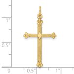 14k Polished and Textured Solid Diamond Shape Center Cross Pendant - Image 3