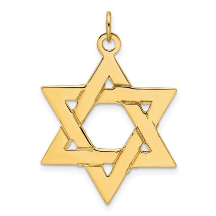 14k Polished Solid Star of David Pendant