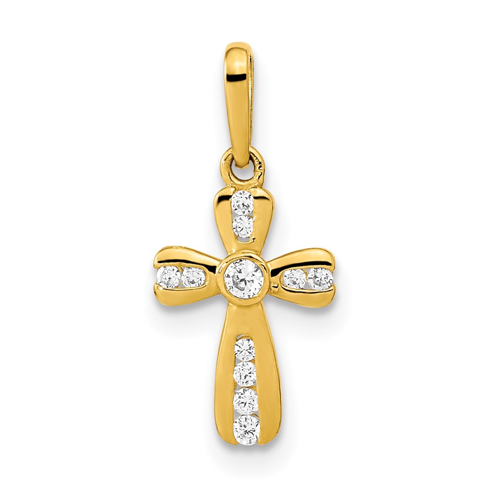 XR1968.jpg 14K Polished CZ Cross Pendant - Image 1