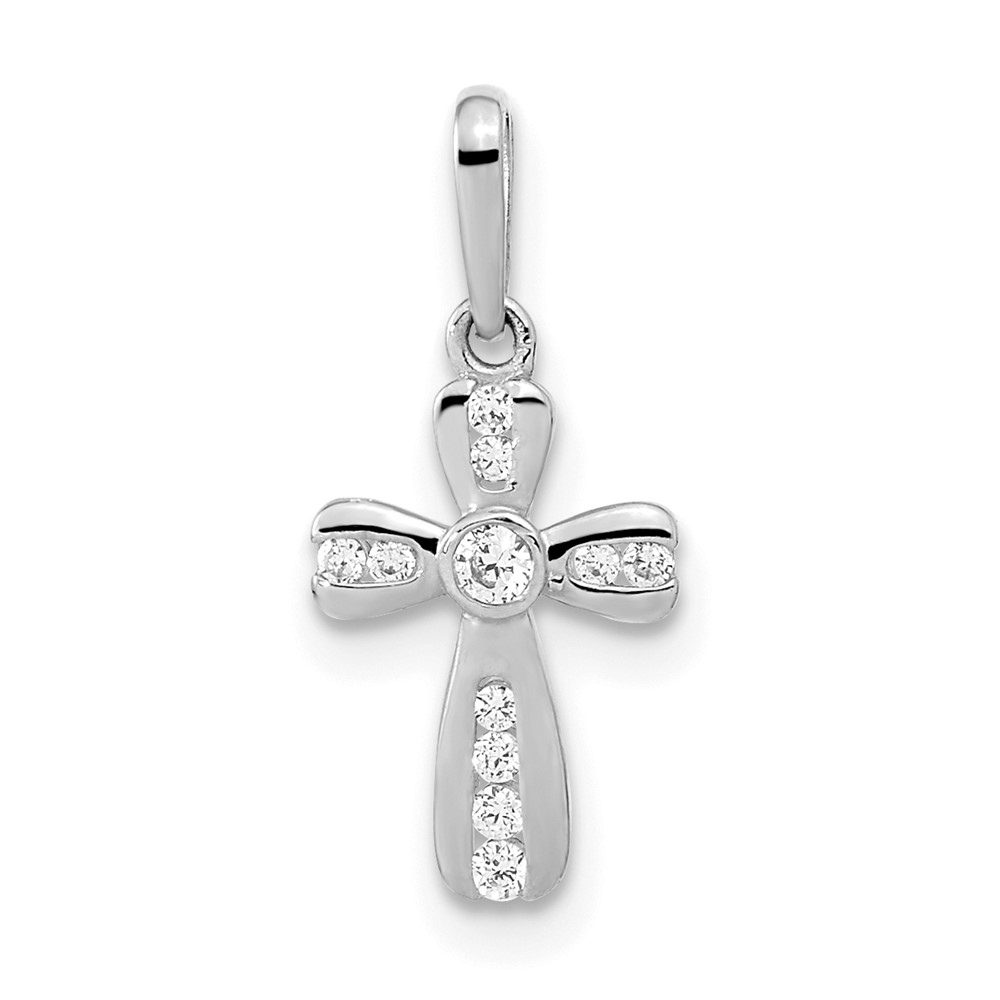 XR1970.jpg 14K White Gold CZ Cross Pendant - Image 1
