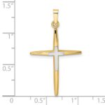14k Two-tone Polished Solid Double Cross Pendant - Image 3