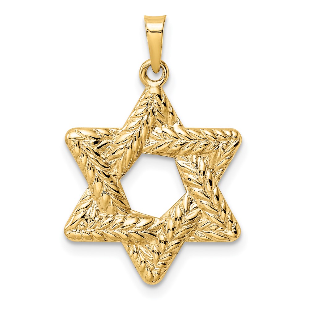XR1977.jpg 14k Polished and Textured Solid Star of David Pendant - Image 1