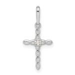 14k White Gold CZ Cross Pendant