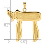 14k Polished and Textured Solid Chai Symbol Pendant - Image 3