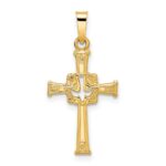 14k Polished Cut-Out Solid Dove Cross Pendant